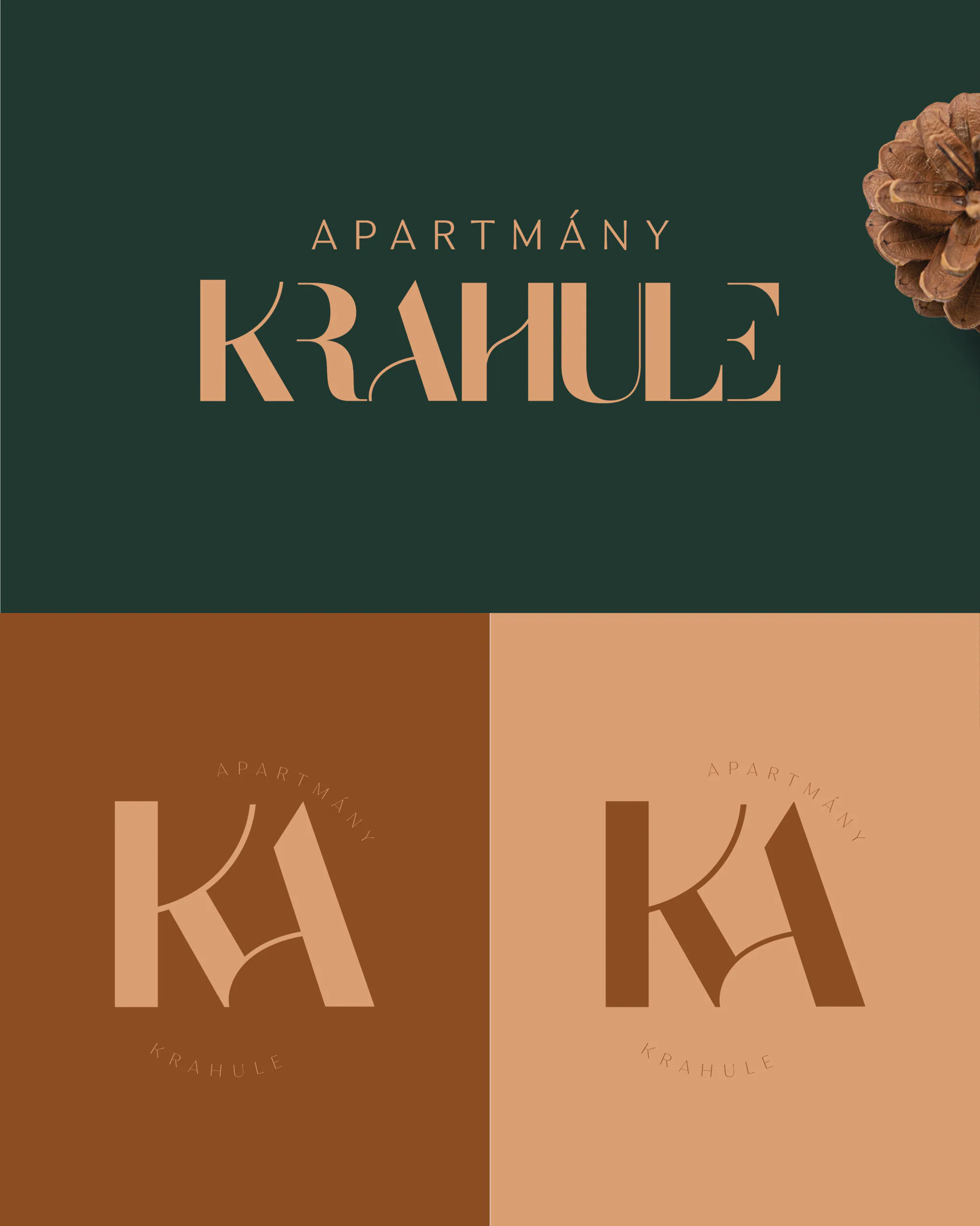Varianty loga Krahule v zelenej a terakotovej