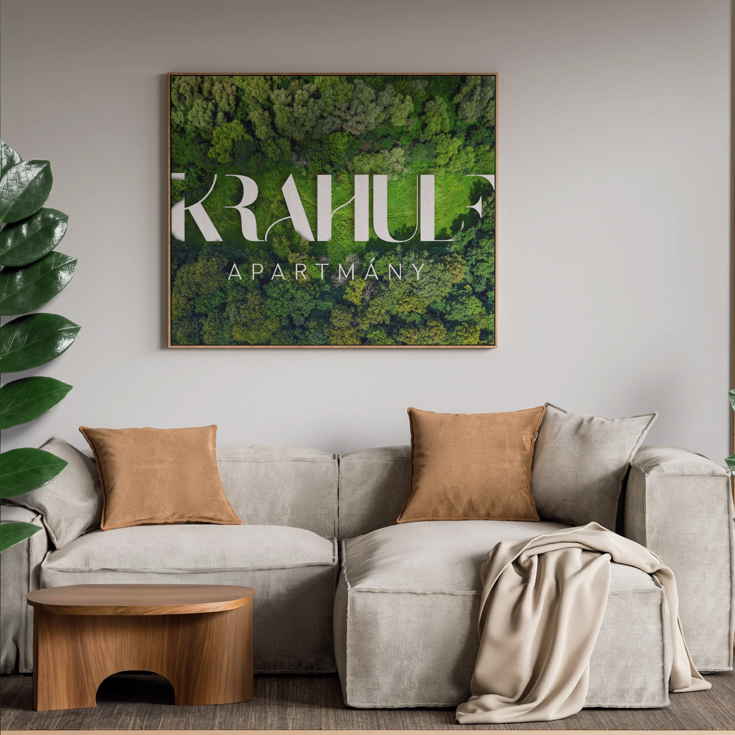 Obraz s logom Krahule v obývačke