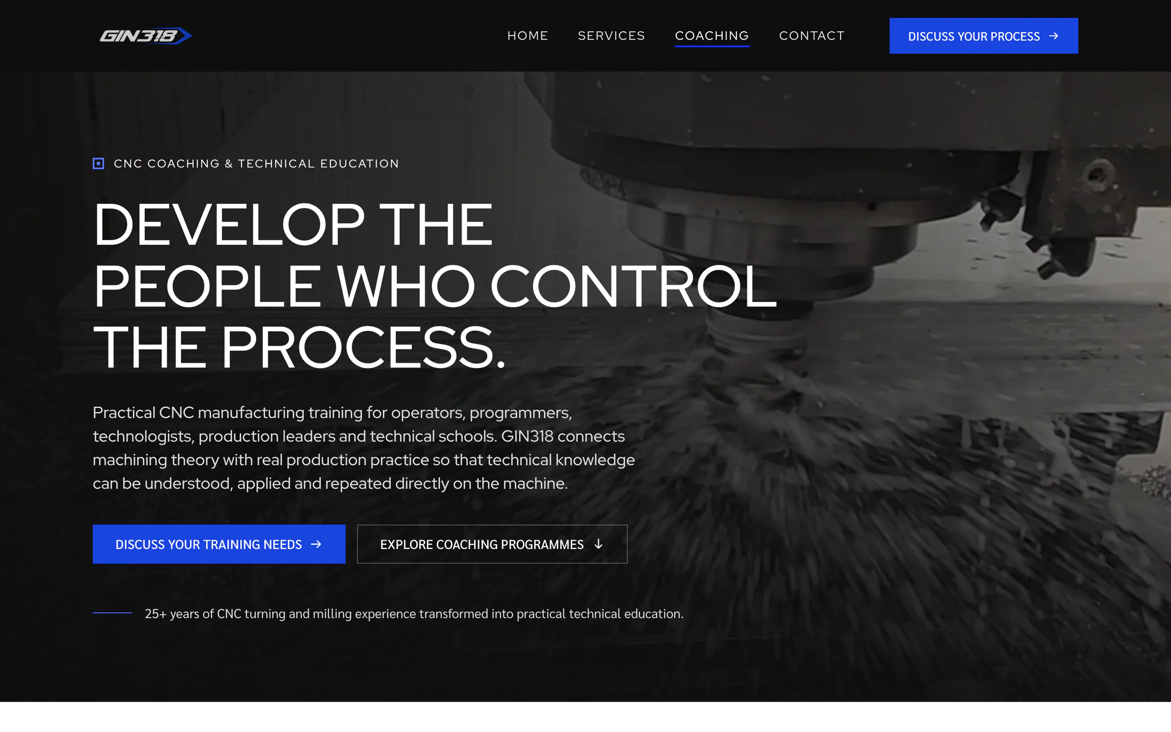 Stránka Coaching webu GIN318, Develop the People Who Control the Process