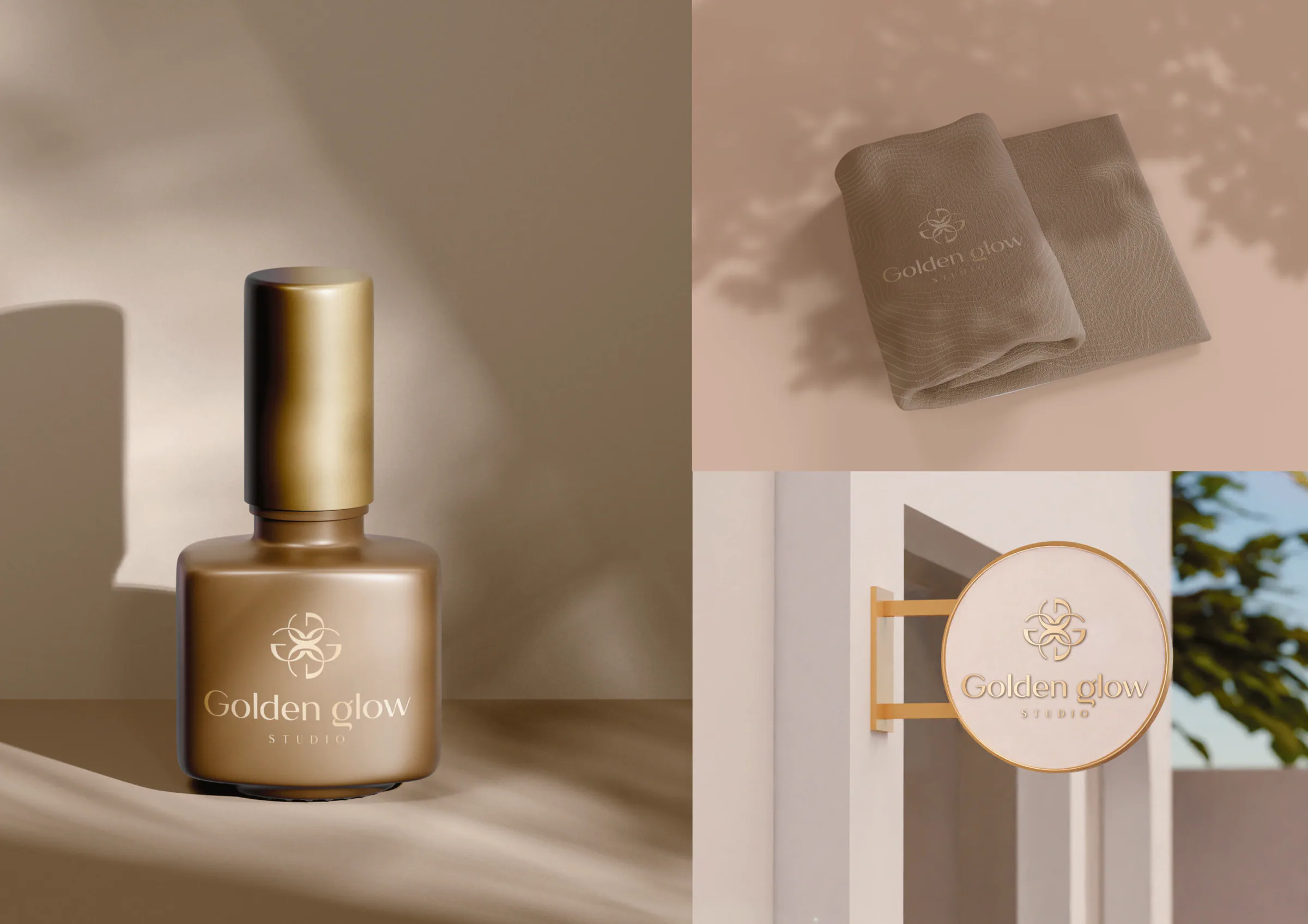 Brandbook Golden Glow: lak na nechty, tlačoviny a označenie salónu