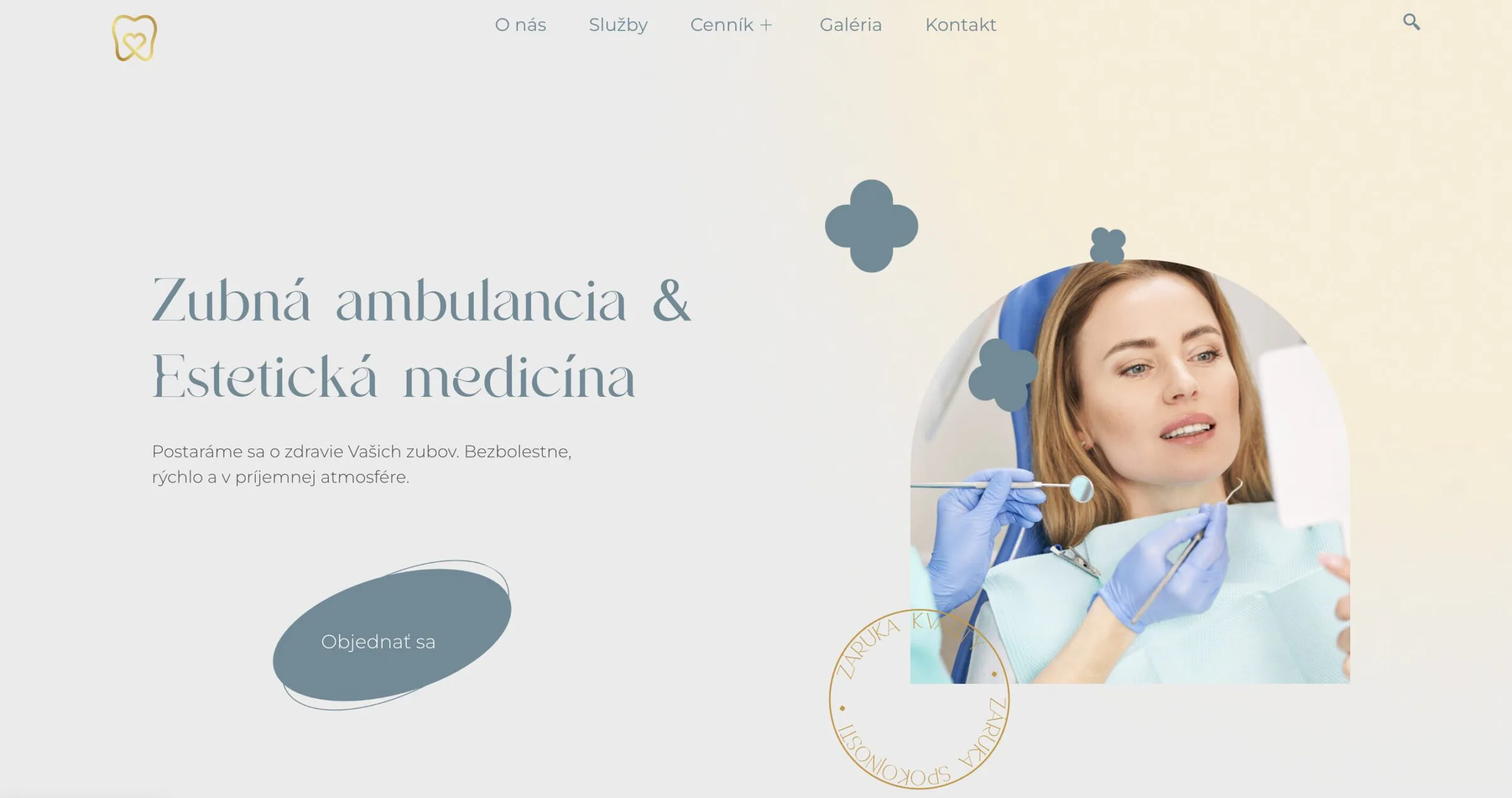 Úvodná stránka webu HH Dental, Zubná ambulancia a estetická medicína