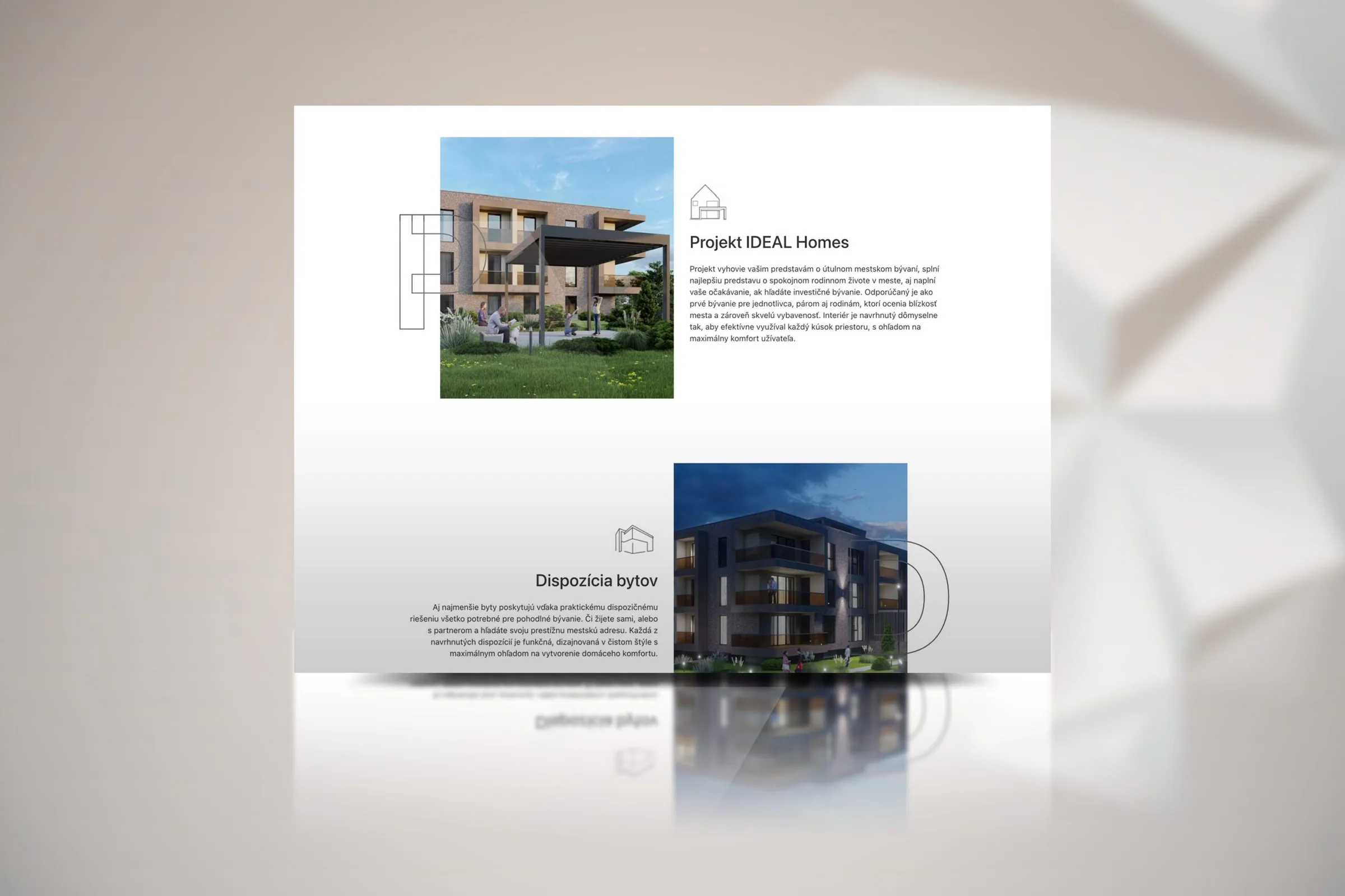 Stránka O projekte na webe Ideal Homes