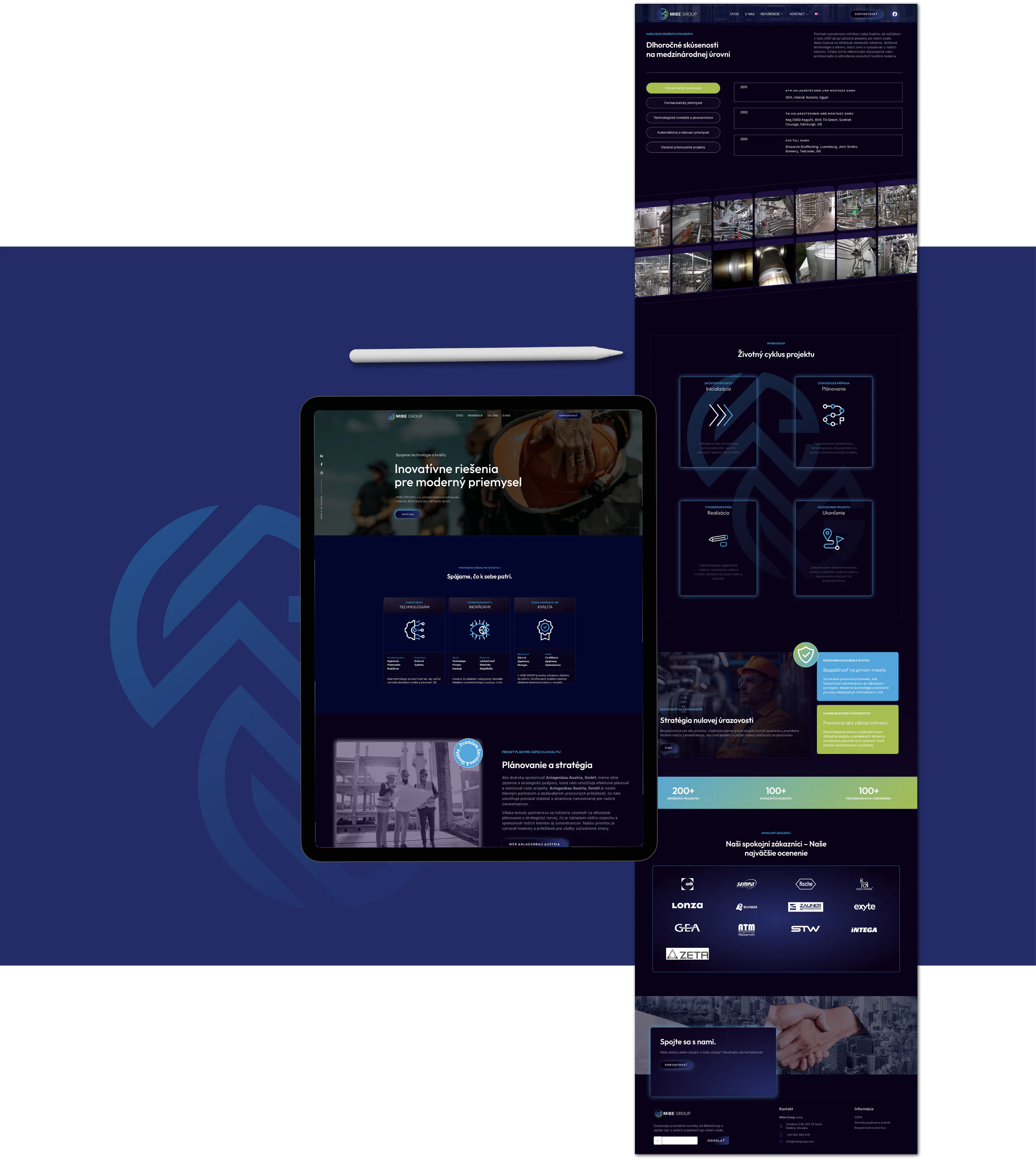 Web MibeGroup na notebooku a mobile