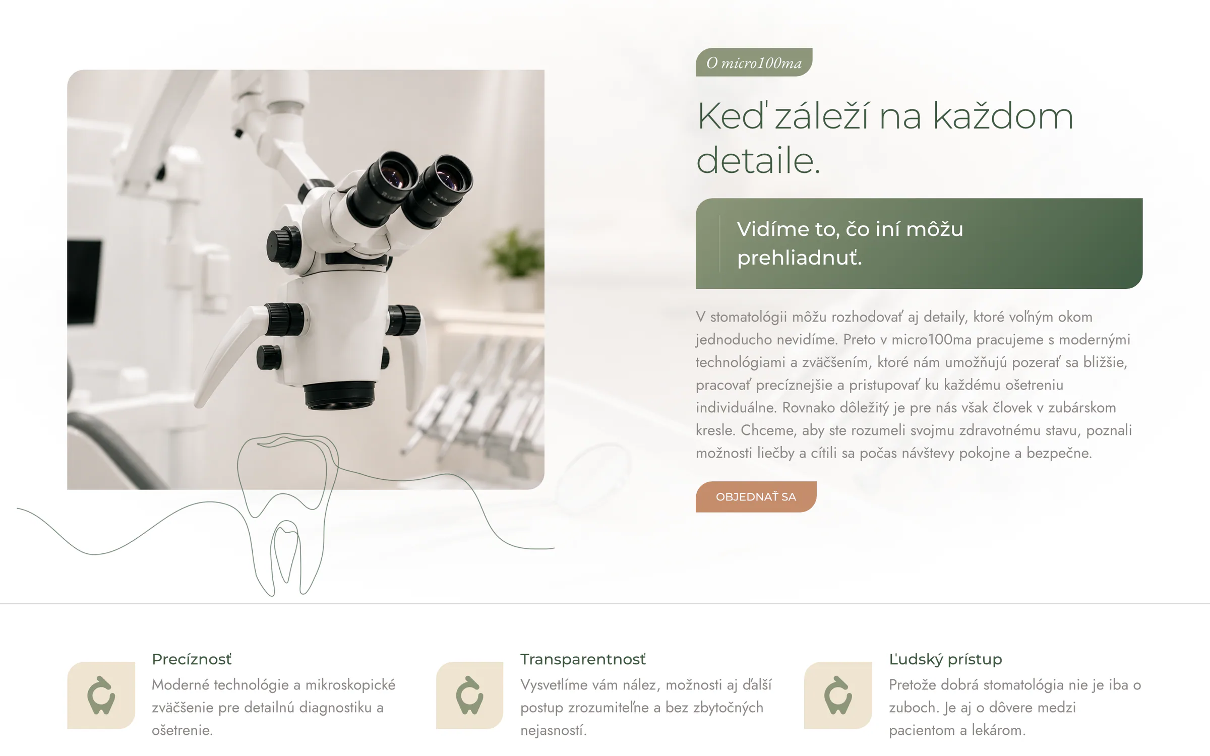 Sekcia o mikroskopickej stomatológii na webe micro100ma