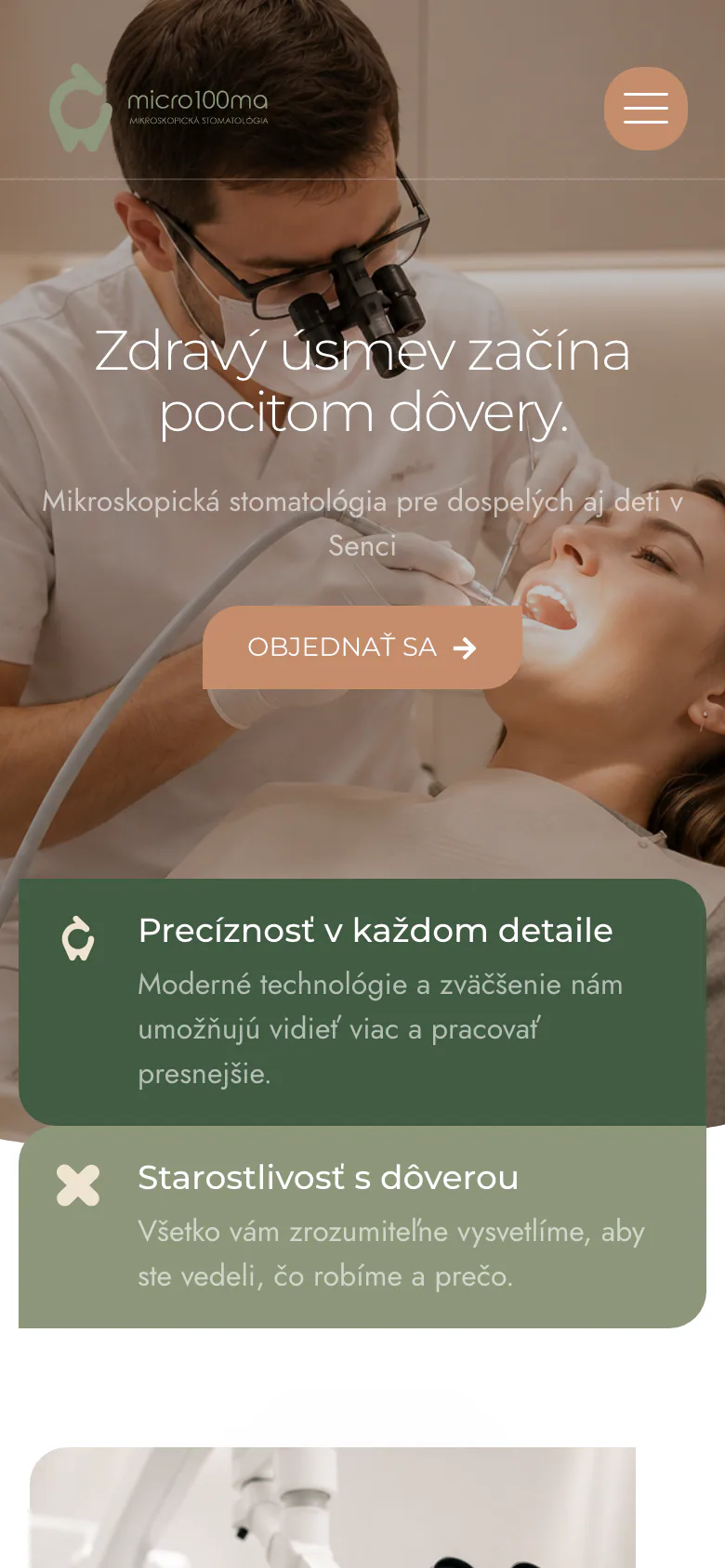 Mobilná verzia úvodnej stránky micro100ma