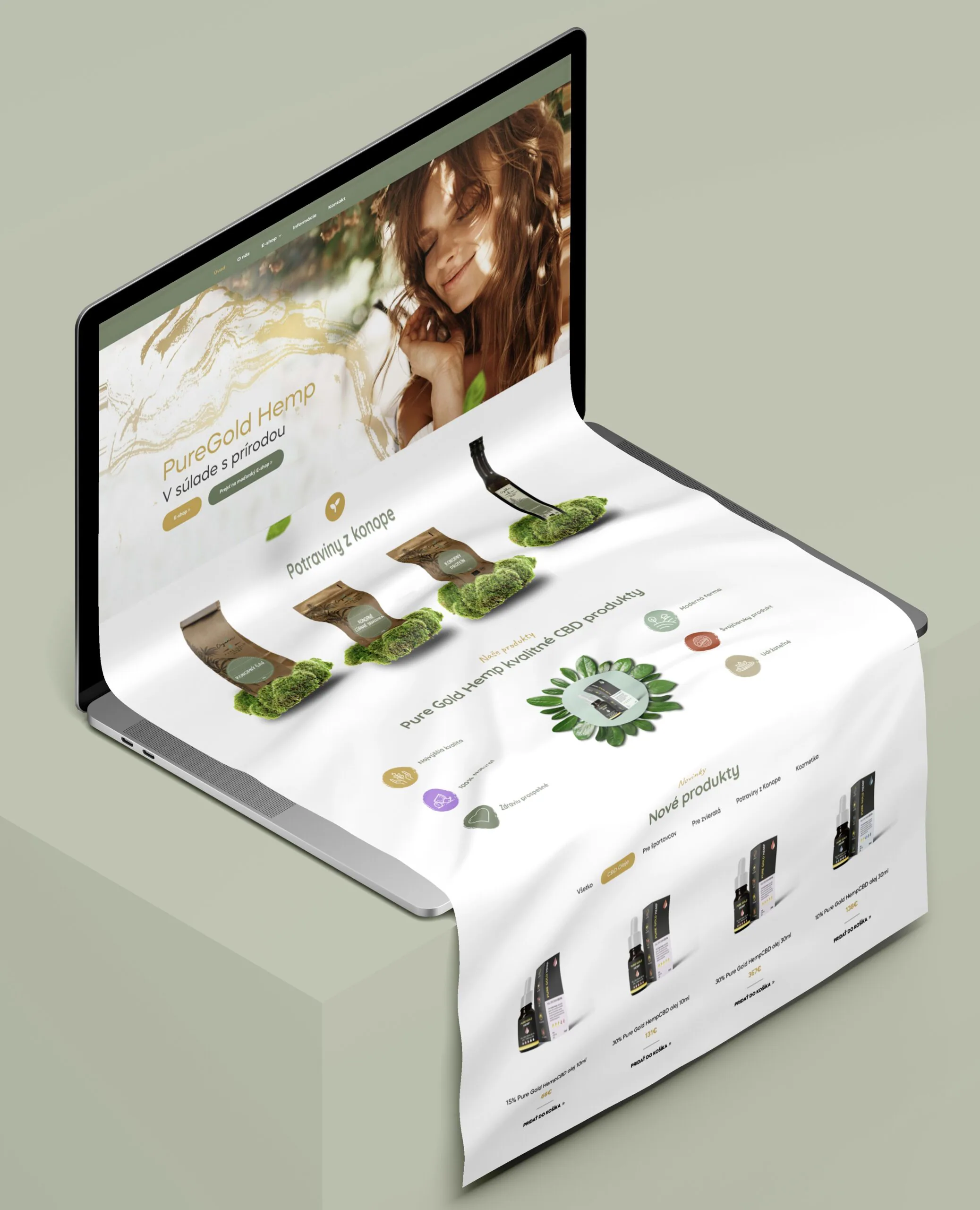 E-shop Puregold Hemp na notebooku s dlhou stránkou