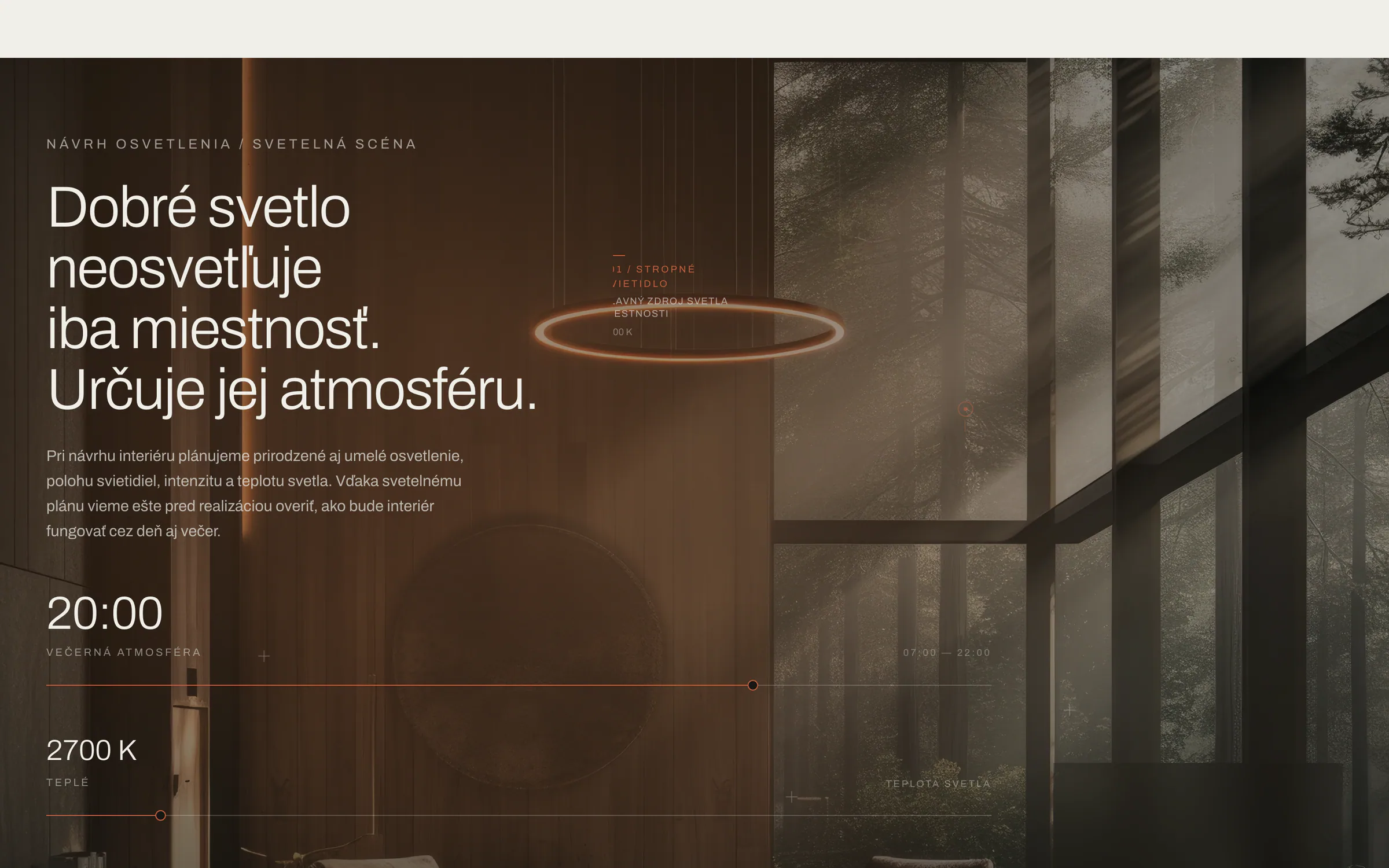Interaktívna svetelná scéna interiéru na webe RealitySmart