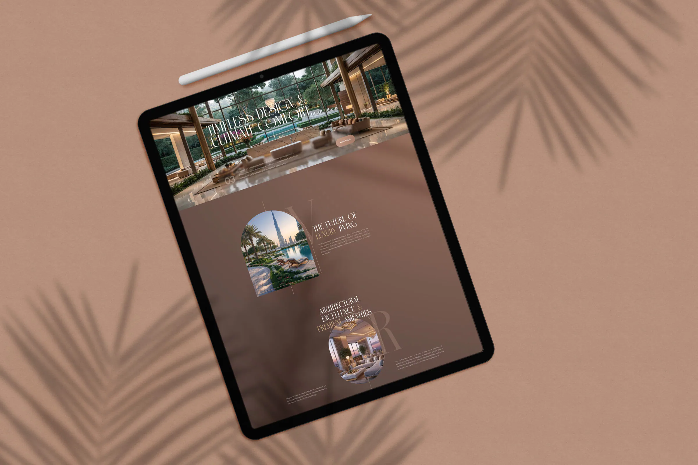 Web VELA Residences na tablete