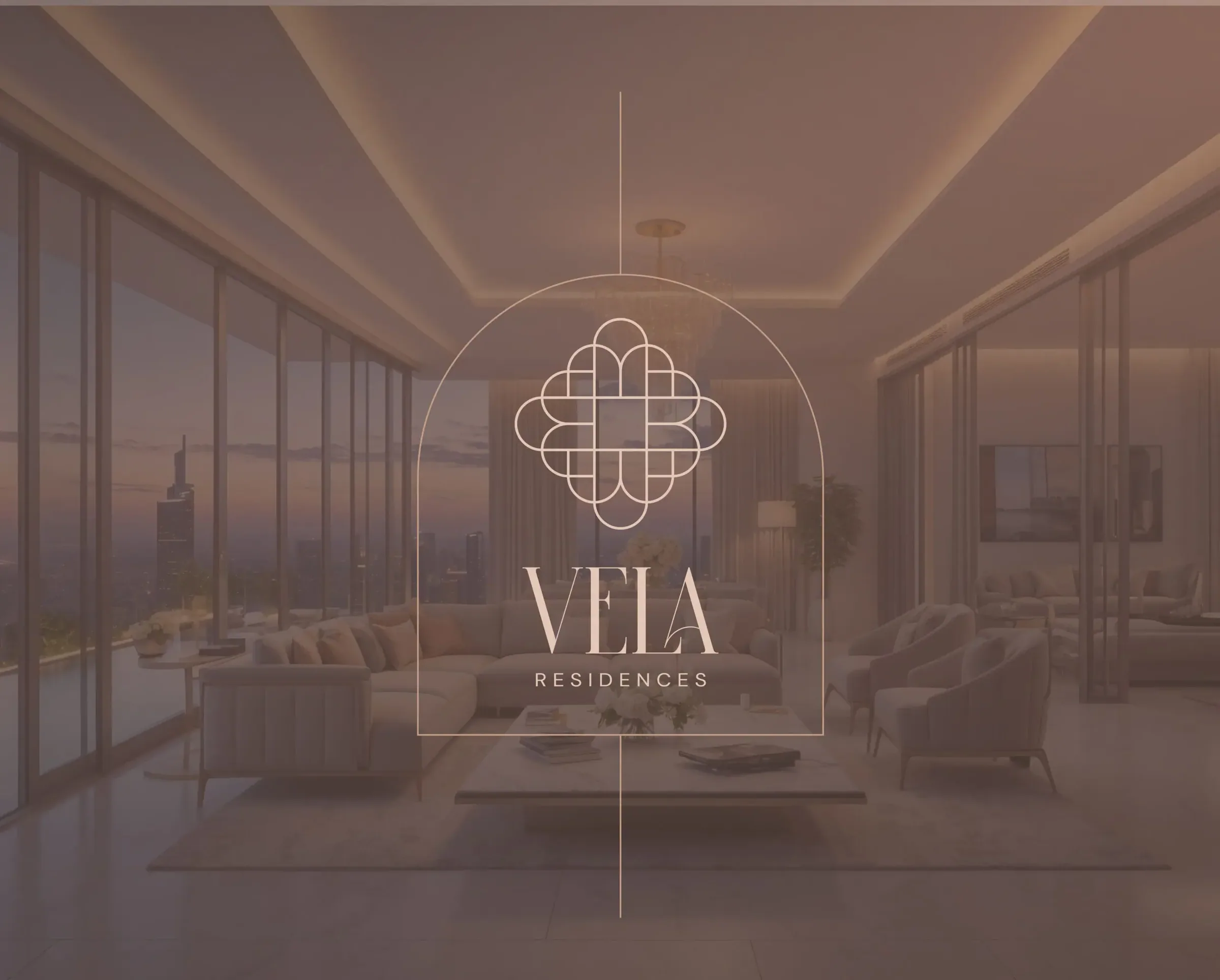 Logo VELA Residences v interiéri rezidencie