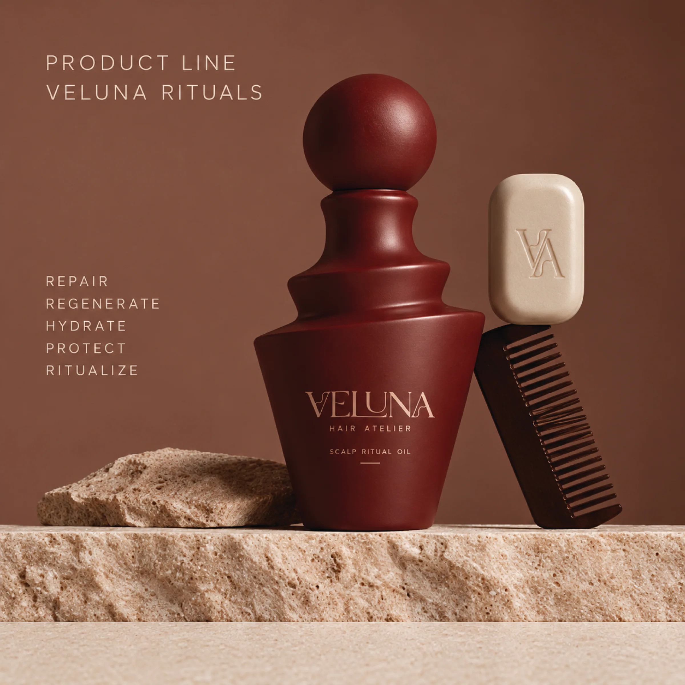 Produktová línia VELUNA Rituals na kamennom podstavci