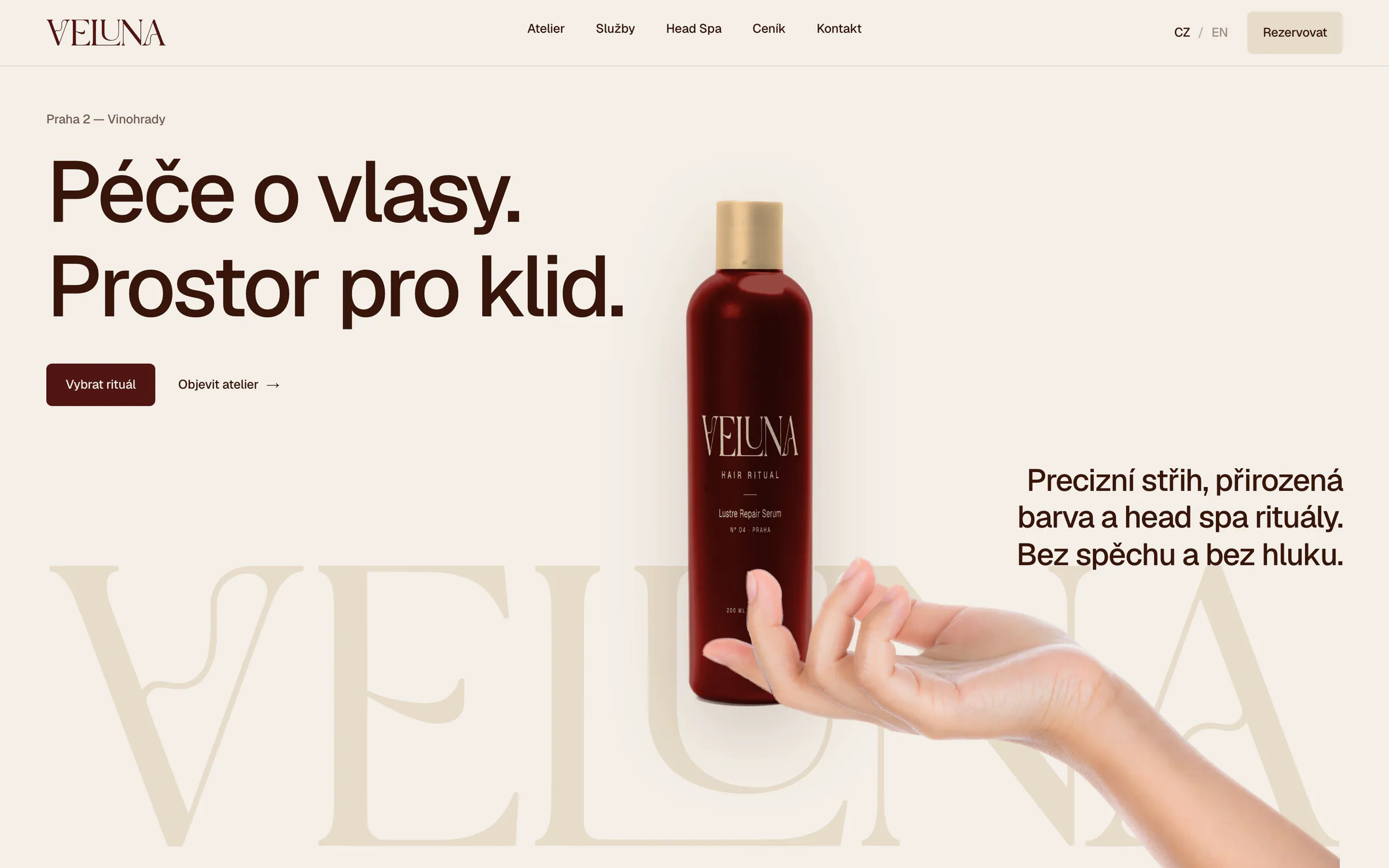 Úvodná obrazovka webu VELUNA v prehliadači